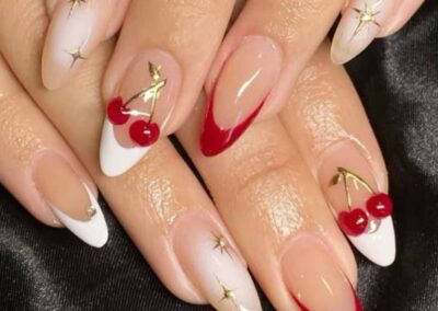 cherry french tip nails